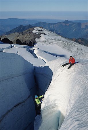 Climbers on crevasse wall at coleman glacier Stock Photo - Premium Royalty-Free, Code: 614-02739647