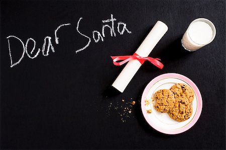 santa claus - Note to santa with milk and cookies Stock Photo - Premium Royalty-Free, Code: 614-03080355