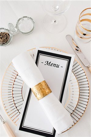 restaurant without people - Restaurant place setting Stock Photo - Premium Royalty-Free, Code: 614-03359986