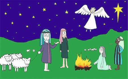 Angel appearing to shepherds Stock Photo - Premium Royalty-Free, Code: 614-03697799