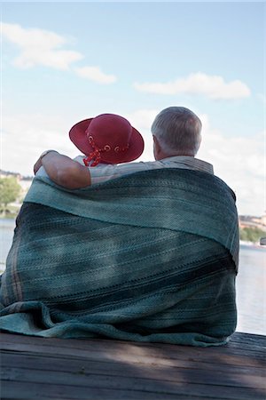 A senior couple on a jetty, Sweden. Stock Photo - Premium Royalty-Free, Code: 6102-03866044