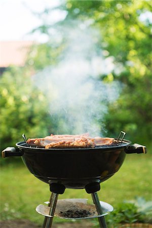 smoky - A grill in a garden. Foto de stock - Sin royalties Premium, Código: 6102-03866007