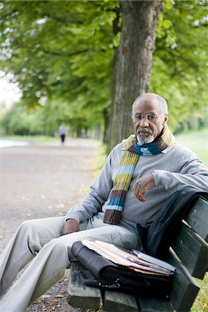 Senior man on a bench, Sweden. Stock Photo - Premium Royalty-Free, Code: 6102-03828564