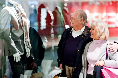 A senior couple window-shopping, Stockholm, Sweden. Stock Photo - Premium Royalty-Free, Code: 6102-03829142