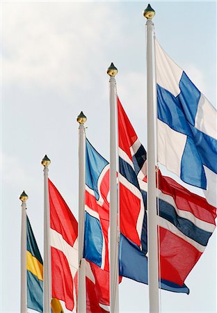 Streaming Nordic flags in a row, Sweden. Stock Photo - Premium Royalty-Free, Code: 6102-03829182