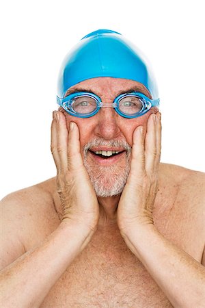 Senior man with a bathing cap. Stock Photo - Premium Royalty-Free, Code: 6102-03904867