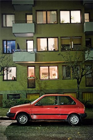 A car in front of a block of flats, Sweden. Stock Photo - Premium Royalty-Free, Code: 6102-03904989