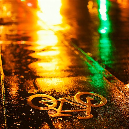 puddle in the rain - A cycle path, Sweden. Stock Photo - Premium Royalty-Free, Code: 6102-03904930