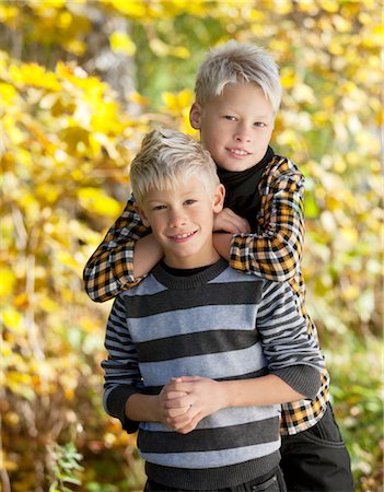 sweden blond boy - Portrait of two blonde boys outside Stock Photo - Premium Royalty-Free, Code: 6102-05802523