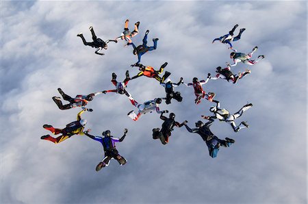 Parachute jumpers in the sky, Sweden. Stock Photo - Premium Royalty-Free, Code: 6102-06470608