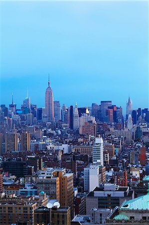 Manhattan, midtown from south, Empire State Building and Chrysler Building Stock Photo - Premium Royalty-Free, Code: 6102-06470835