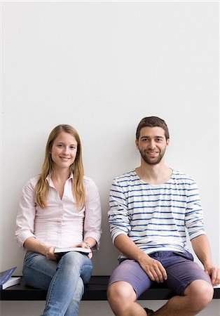 education - Young students sitting on bench Stock Photo - Premium Royalty-Free, Code: 6102-06471222