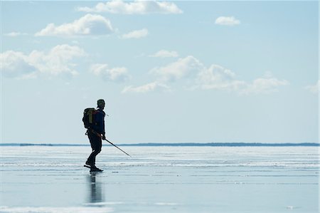 Man long-distance skating, Sweden Foto de stock - Sin royalties Premium, Código: 6102-07602473