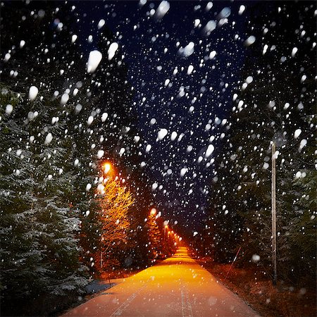 forward - Illuminated road at winter Stock Photo - Premium Royalty-Free, Code: 6102-08480787