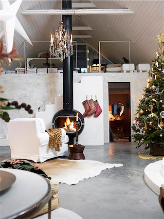 Home interior during christmas Stock Photo - Premium Royalty-Free, Code: 6102-08558739