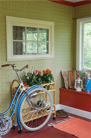 sweden window lamp - A bicycle in a hall Stock Photo - Premium Royalty-Free, Code: 6102-08761194