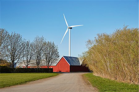 european agriculture - Falun red barn and wind turbine Stock Photo - Premium Royalty-Free, Code: 6102-08996669