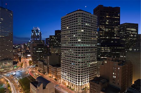High angle view of a city at dusk, Boston, Massachusetts, USA Stock Photo - Premium Royalty-Free, Code: 6105-05395963