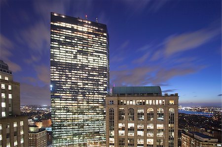 Buildings lit up at dusk, Back Bay, Boston, Massachusetts, USA Stock Photo - Premium Royalty-Free, Code: 6105-05953773