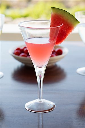 simsearch:6108-07969525,k - Close-up of a glass of watermelon martini Stock Photo - Premium Royalty-Free, Code: 6108-06908044