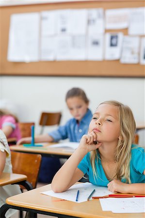 simsearch:6109-06007455,k - Little girl sitting in class Stock Photo - Premium Royalty-Free, Code: 6109-06007492
