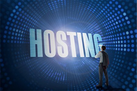 pixelated - Hosting against futuristic dotted blue and black background Stock Photo - Premium Royalty-Free, Code: 6109-07601686