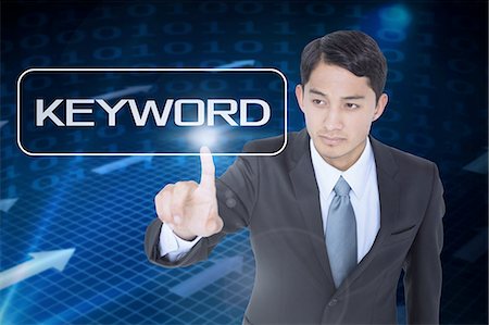 Keyword against grid and arrows on black background Stock Photo - Premium Royalty-Free, Code: 6109-07601705