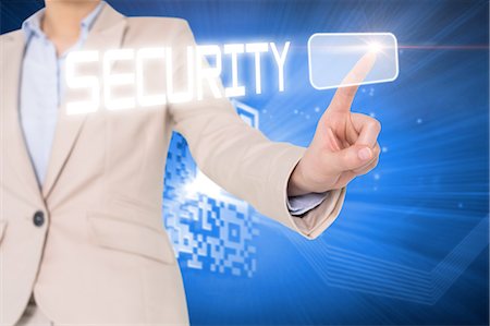 simsearch:614-02002647,k - Businesswomans finger touching security button Stock Photo - Premium Royalty-Free, Code: 6109-07601722