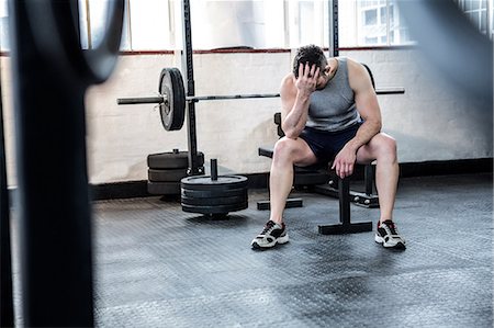 fitness man exhausting - Fit man taking a break from working out Stock Photo - Premium Royalty-Free, Code: 6109-08397767