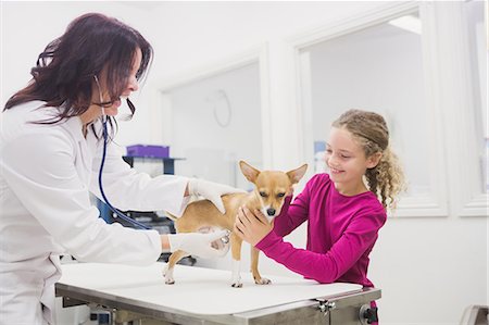simsearch:6109-08537861,k - Girl petting her pet dog while vet examining Stock Photo - Premium Royalty-Free, Code: 6109-08536634