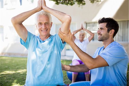 elderly assisted living - Senior couple doing exercises Stock Photo - Premium Royalty-Free, Code: 6109-08538399