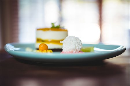 serving gourmet food - View of a prepared dessert in a restaurant Stock Photo - Premium Royalty-Free, Code: 6109-08689736