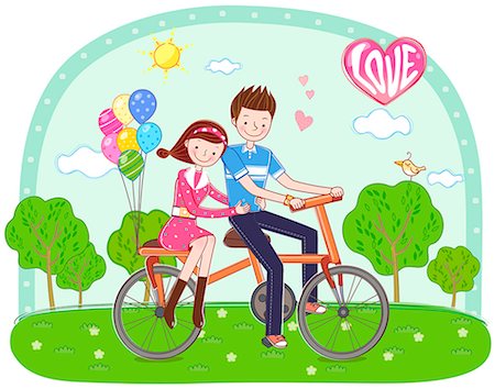Couple On Bicycle Stock Photo - Premium Royalty-Free, Code: 6111-06728152