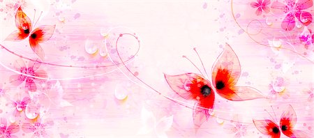 flower background butterfly - Flora Background Stock Photo - Premium Royalty-Free, Code: 6111-06728220