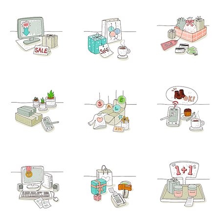 drawing computer - Set of various icons for sale Stock Photo - Premium Royalty-Free, Code: 6111-06837056