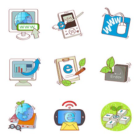 Set of various business related icons Stock Photo - Premium Royalty-Free, Code: 6111-06837083