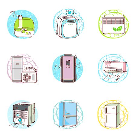 Set of various household icons Stock Photo - Premium Royalty-Free, Code: 6111-06837099