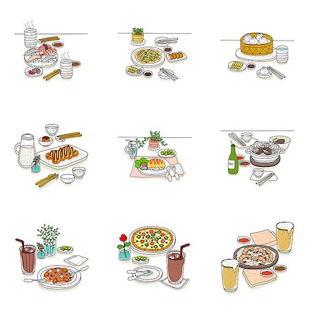 food icons - Set of various food icons Stock Photo - Premium Royalty-Free, Code: 6111-06837018