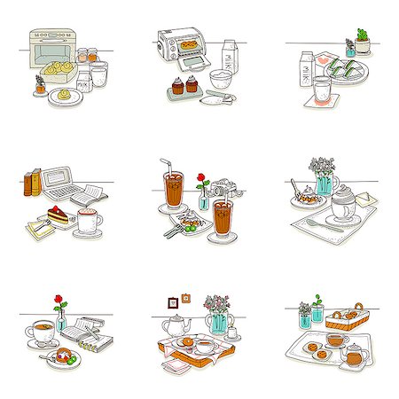 food icons - Set of various food icons Stock Photo - Premium Royalty-Free, Code: 6111-06837022