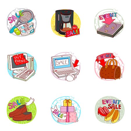 Set of various shopping related icons Stock Photo - Premium Royalty-Free, Code: 6111-06837113