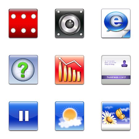 question mark - Set of various icons Stock Photo - Premium Royalty-Free, Code: 6111-06837291