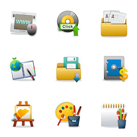 Set of various business related and drawing icons Stock Photo - Premium Royalty-Free, Code: 6111-06837214