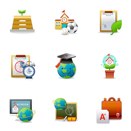 Set of various education related icons Stock Photo - Premium Royalty-Free, Code: 6111-06837228