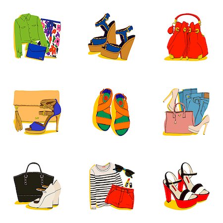 fashion shoes - Set of fashion icons Stock Photo - Premium Royalty-Free, Code: 6111-06837634