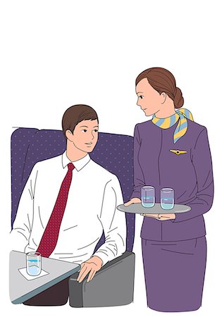 servicing a plane - Air hostess serving food to passenger Stock Photo - Premium Royalty-Free, Code: 6111-06838022