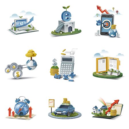 people connected globe - Set of various business related icons Stock Photo - Premium Royalty-Free, Code: 6111-06838489