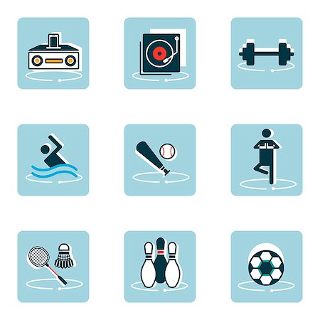 Set of various music and sport related icons Stock Photo - Premium Royalty-Free, Code: 6111-06838438