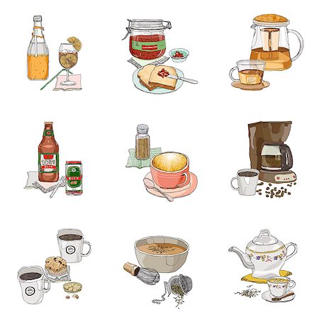 food icons - Set of various food icons Stock Photo - Premium Royalty-Free, Code: 6111-06838615