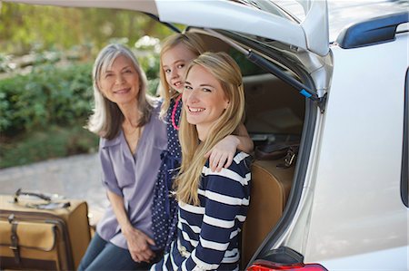 Three generations of women sitting in car Stock Photo - Premium Royalty-Free, Code: 6113-06499007