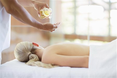 simsearch:649-06164622,k - Woman receiving massage at spa Stock Photo - Premium Royalty-Free, Code: 6113-07147402